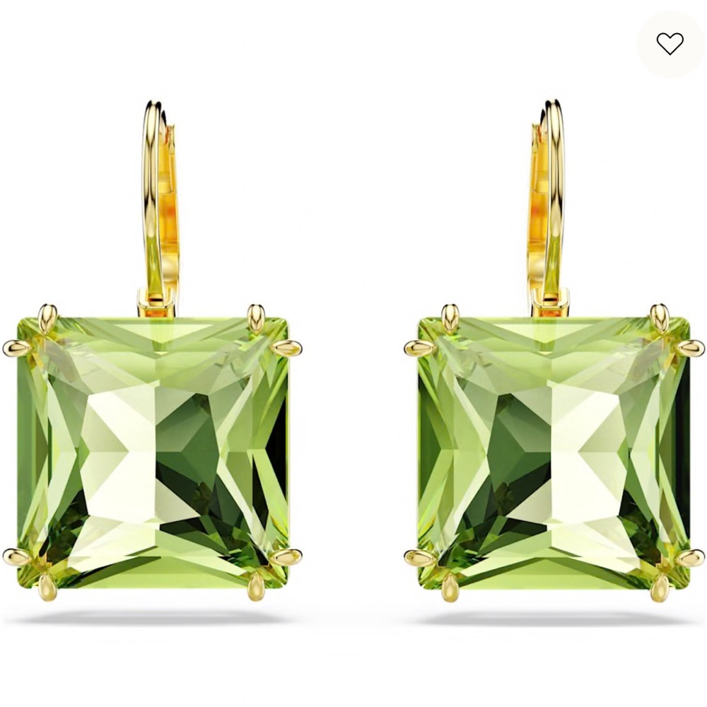 Swarovski Green Millenia Drop Square Earrings